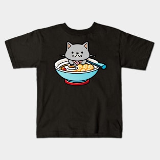 Cute Japanese Cat ramen Kids T-Shirt